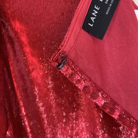 Lane Bryant Womens Short Sleeve Blouse 24 Red Velour Top Party Shimmer Holiday - Picture 8 of 16